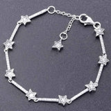 Celestial Stars Crystal Bangle 925 Sterling Silver Charm Bracelet