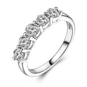Tibetan Silver Zircon Eternity Promise CZ Crystal Ring Wedding Jewelry