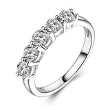 Tibetan Silver Zircon Eternity Promise CZ Crystal Ring Wedding Jewelry
