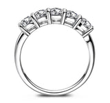 Tibetan Silver Zircon Eternity Promise CZ Crystal Ring Wedding Jewelry