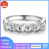 Tibetan Silver Zircon Eternity Promise CZ Crystal Ring Wedding Jewelry