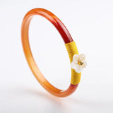 Chalcedony Bangle Weave String with Shell Pearl Flowers for Women