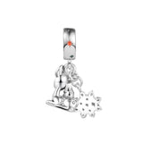 925 Silver Merry Christmas Dangle Bead for Bracelet DIY Jewelry