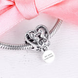 925 Silver Charm Openwork Seahorses Heart Bead for Moments Bracelet