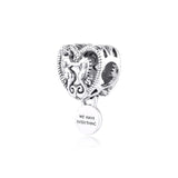 925 Silver Charm Openwork Seahorses Heart Bead for Moments Bracelet