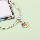 925 Silver Orange Pendant Beads for Bracelet Necklace DIY
