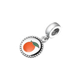 925 Silver Orange Pendant Beads for Bracelet Necklace DIY