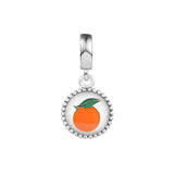 925 Silver Orange Pendant Beads for Bracelet Necklace DIY