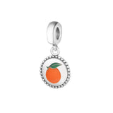925 Silver Orange Pendant Beads for Bracelet Necklace DIY