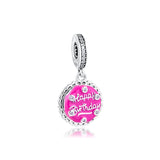 Pink Birthday Cake Dangle 925 Sterling Silver Beads for Moments Bracelets