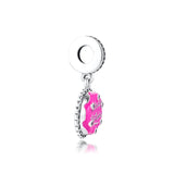 Pink Birthday Cake Dangle 925 Sterling Silver Beads for Moments Bracelets