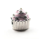 Pink Birthday Cake Dangle 925 Sterling Silver Beads for Moments Bracelets