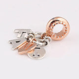 Rose Family Pendant Beads 925 Silver Charm Bracelet DIY Jewelry