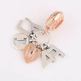 Rose Family Pendant Beads 925 Silver Charm Bracelet DIY Jewelry