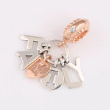 Rose Family Pendant Beads 925 Silver Charm Bracelet DIY Jewelry