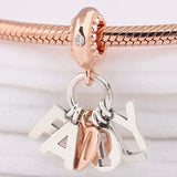 Rose Family Pendant Beads 925 Silver Charm Bracelet DIY Jewelry