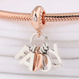 Rose Family Pendant Beads 925 Silver Charm Bracelet DIY Jewelry