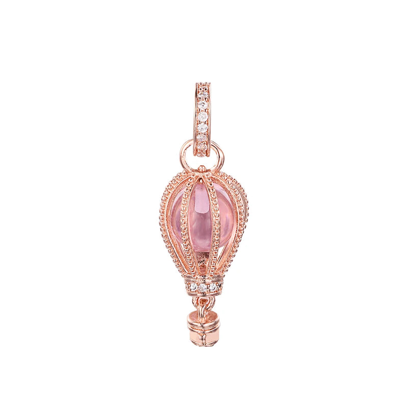 Pink Hot Air Balloon Dangle Rose Charm Bracelet DIY Jewelry