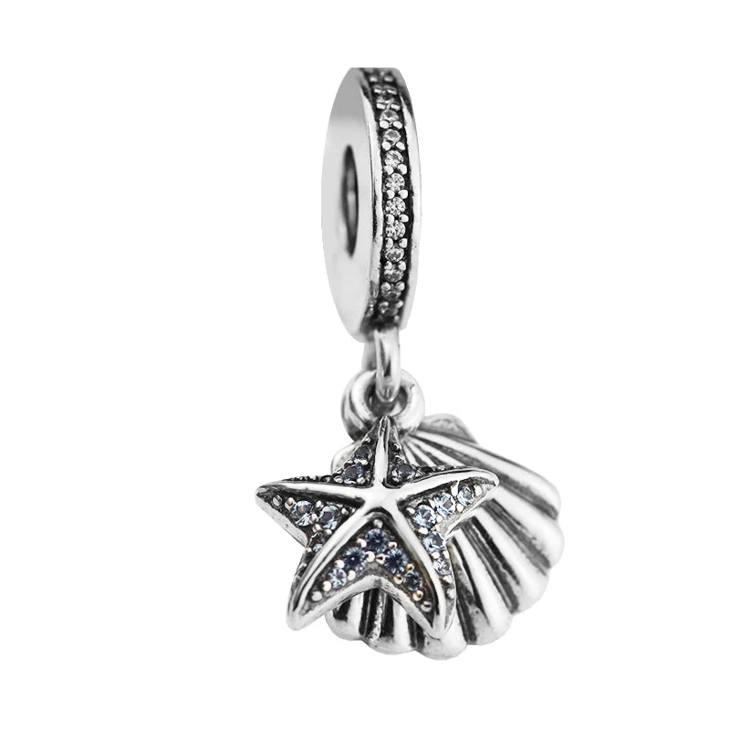 Tropical Starfish & Sea Shell 925 Silver Beads DIY Jewelry