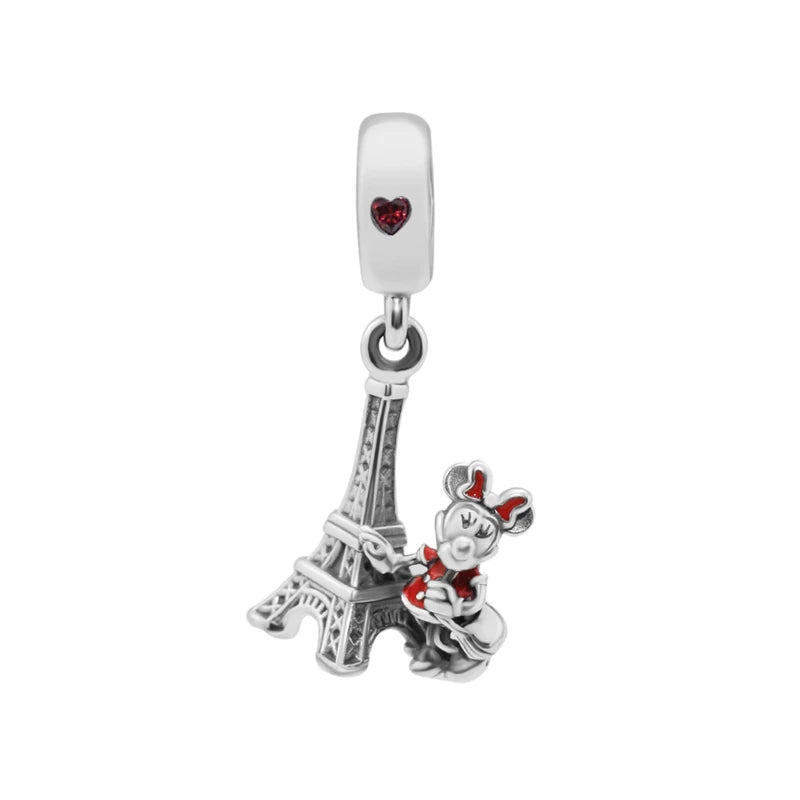 Eiffel Tower Charm Mouse Bastet Jewelry Silver 925 Bracelets DIY Crystals