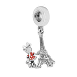 Eiffel Tower Charm Mouse Bastet Jewelry Silver 925 Bracelets DIY Crystals