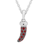 Red Enamel Italian Horn Amulet Silver 925 Bracelet DIY Crystals