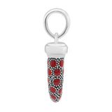 Red Enamel Italian Horn Amulet Silver 925 Bracelet DIY Crystals