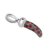 Red Enamel Italian Horn Amulet Silver 925 Bracelet DIY Crystals