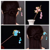 Ancient Court Powder Crystal Hair Sticks for Hanfu