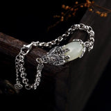 Ancient Pixiu Hetian Jade Craft Charm Women's Silver Jewelry