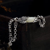 Ancient Pixiu Retro Hetian Jade Craft Charm Women's Silver Jewelry
