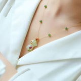 Chinese Hetian Chalcedony Flower Cheongsam Pendant Necklace