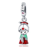 Christmas Tree Heart Angel Pendant Chain Dangle Rose Bead S925