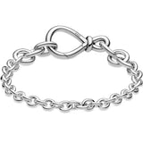 Chunky Infinity Knot Chain Bracelet Bangle 925 Sterling Silver Women Bead Charm