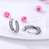 925 Sterling Silver Hoop Earrings Star Heart Snake Pattern Round Shape
