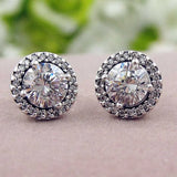 Clear Crystal Stud Earring 925 Silver Wedding Gift DIY Jewelry