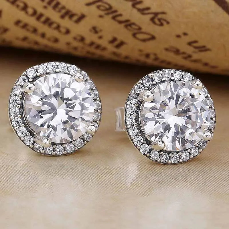 Clear Crystal Stud Earring 925 Silver Wedding Gift DIY Jewelry