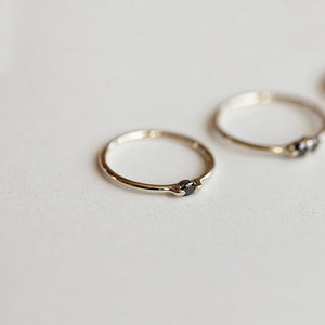 Single Diamond Ladies Flat Ring Adjustable Silver Jewelry