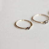 Single Diamond Ladies Flat Ring Adjustable Silver Jewelry
