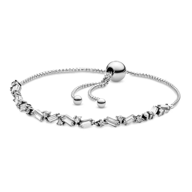 Classic Tennis Sparkling Strand Bracelet Women 925 Sterling Silver Charm Jewelry
