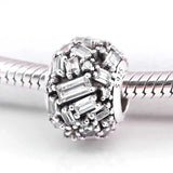 Baguette Crystal Beads 925 Sterling Silver Charm Bracelet Bangle