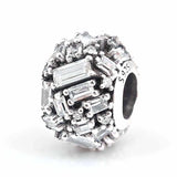 Baguette Crystal Beads 925 Sterling Silver Charm Bracelet Bangle