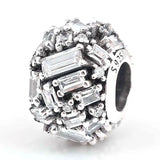 Baguette Crystal Beads 925 Sterling Silver Charm Bracelet Bangle