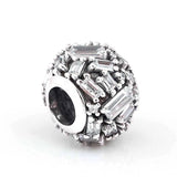 Baguette Crystal Beads 925 Sterling Silver Charm Bracelet Bangle