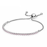 Clear & Pink Classic Tennis Bracelet Bangle 925 Sterling Silver Charm Jewelry