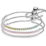 Classic Tennis Sparkling Strand Bracelet with 925 Sterling Silver Charm