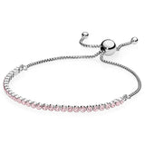 Classic Tennis Sparkling Strand Bracelet with 925 Sterling Silver Charm