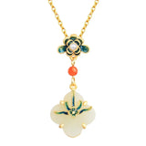 Clover Necklace with Hetain Jade Pendant