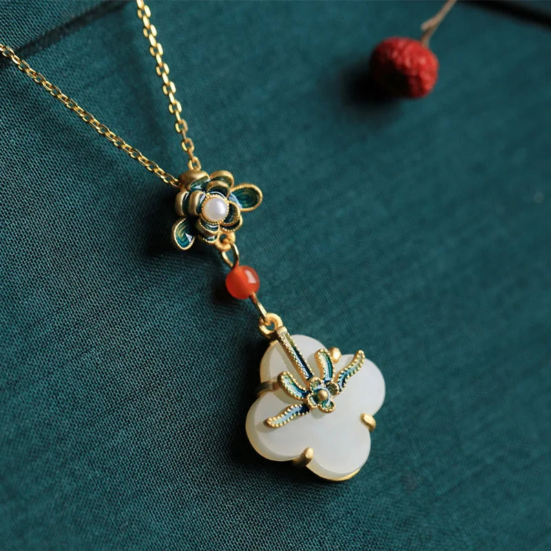 Clover Necklace with Hetain Jade Pendant