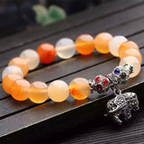 Natural Crystal Bracelet Bead With Elephant Lucky Tibetan Silver